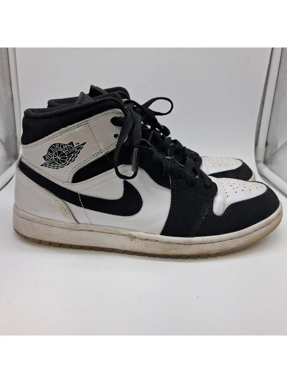 Nike Air Jordan 1 Mid SE Diamond DH6933-100 Men's 9.5 Black White High Top Shoes